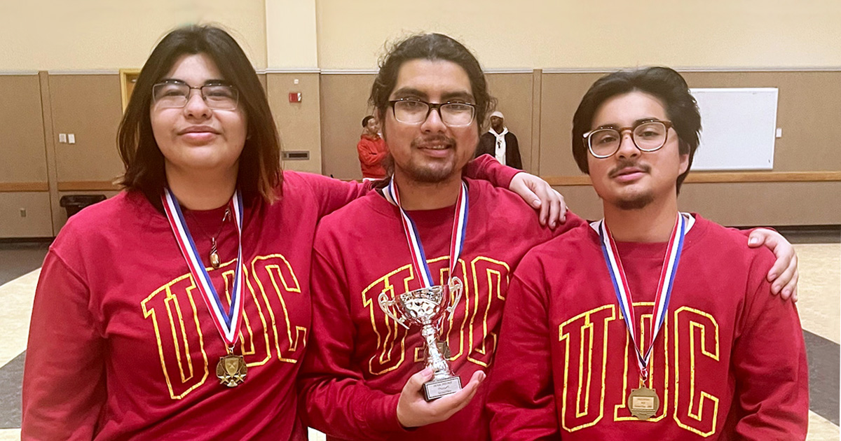 Savannah Aguilar-Harrison, Benjamin Cruz and Marleny "Mar" Cruz are among the team members representing UDC at the 2025 Honda Campus All-Star Challenge (HCASC) National Championship Tournament.